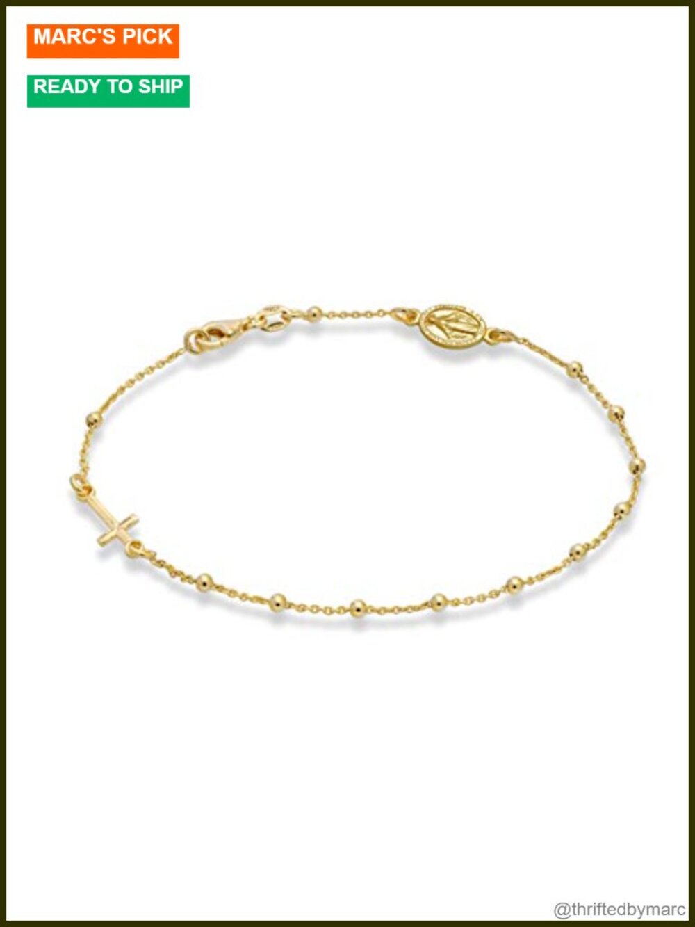 Italian 925 Sterling Silver Rosary Cross Anklet for Women